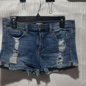 Sneak Peek Mid Rise Size Large Denim Distressed Women Shorts